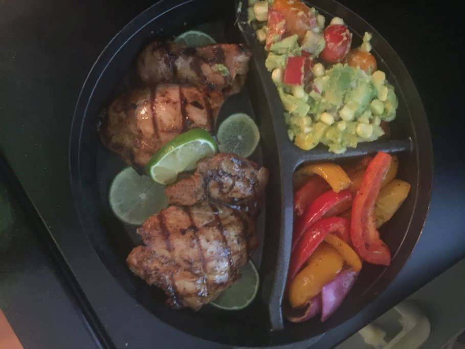 Lime Chicken with Roasted Peppers and Corn/Tomato/ Avocado Salad